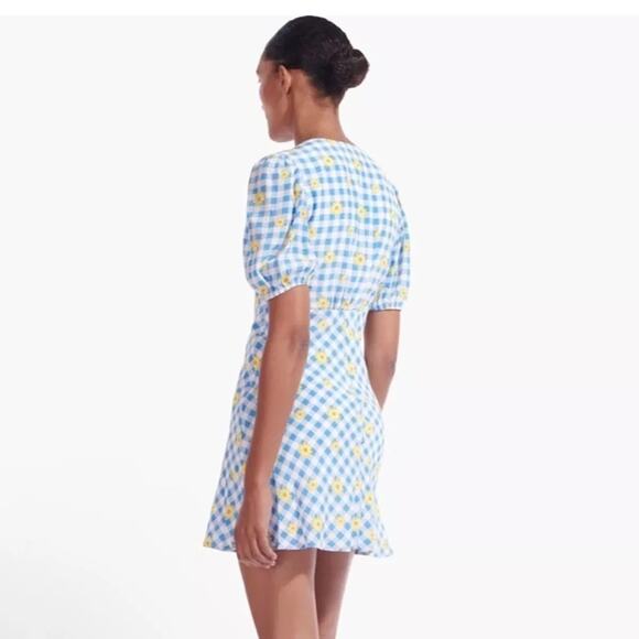 Staud Blue Gingham Daisy Milla Mini Dress Sz.8 NWT - Picture 4 of 14